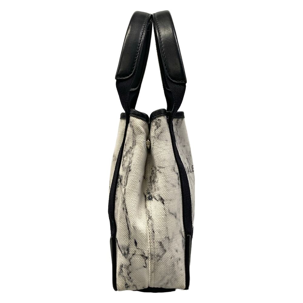 Balenciaga Navy Cabas XS Tote Bag 390346 White Black Canvas Leather - Picture 2 of 15